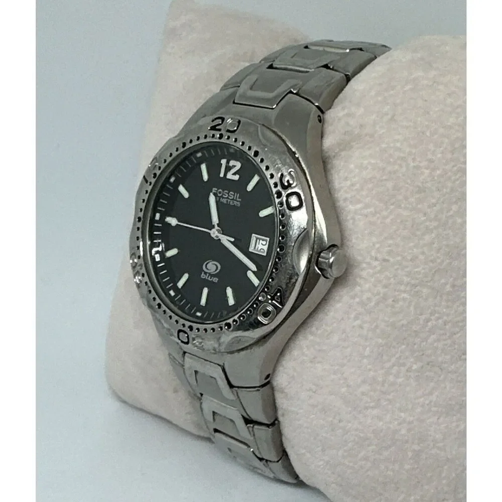 Fossil AM3669 Men's Silver Stainless Steel Analog Black Dial Quartz Watch HME367